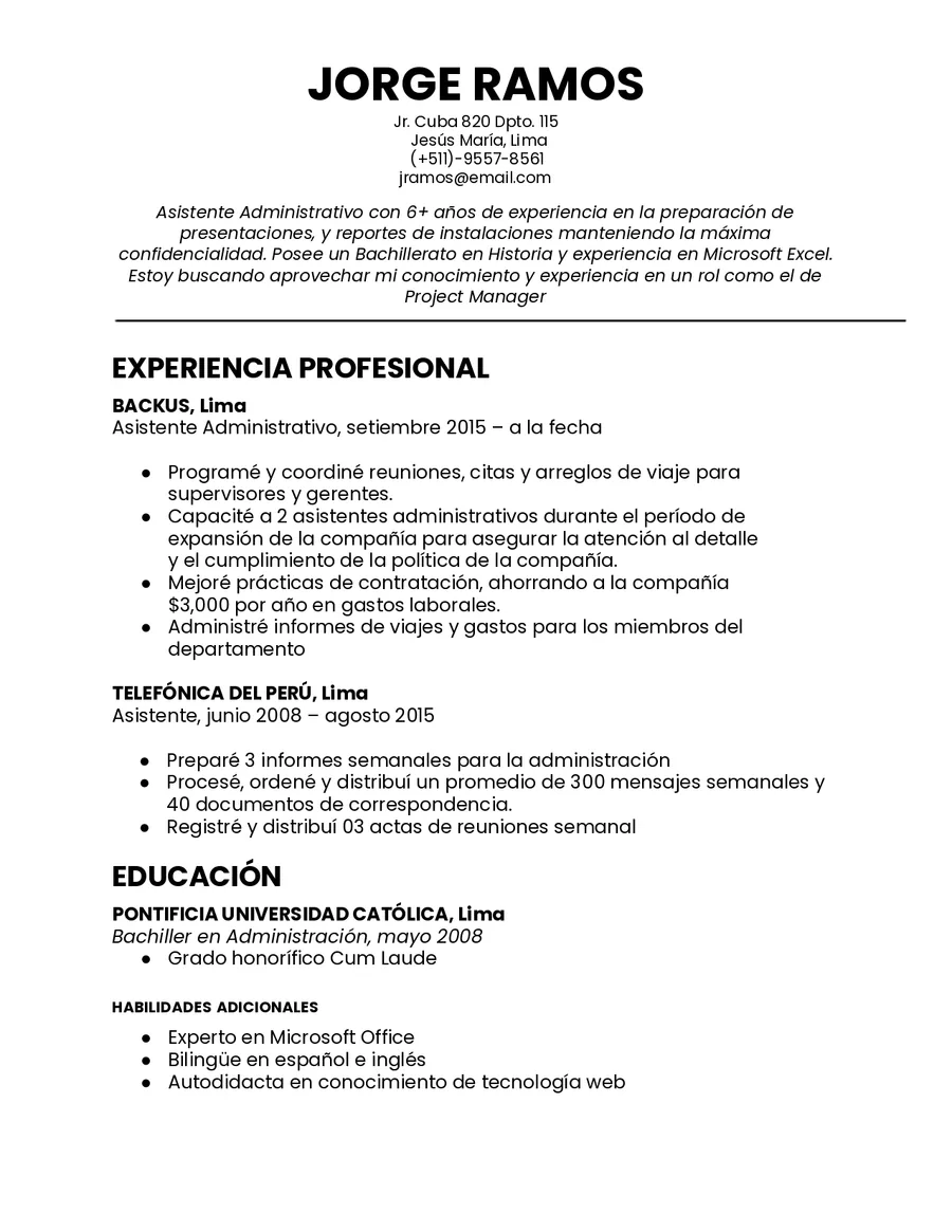 Vista previa del modelo de CV Clásico